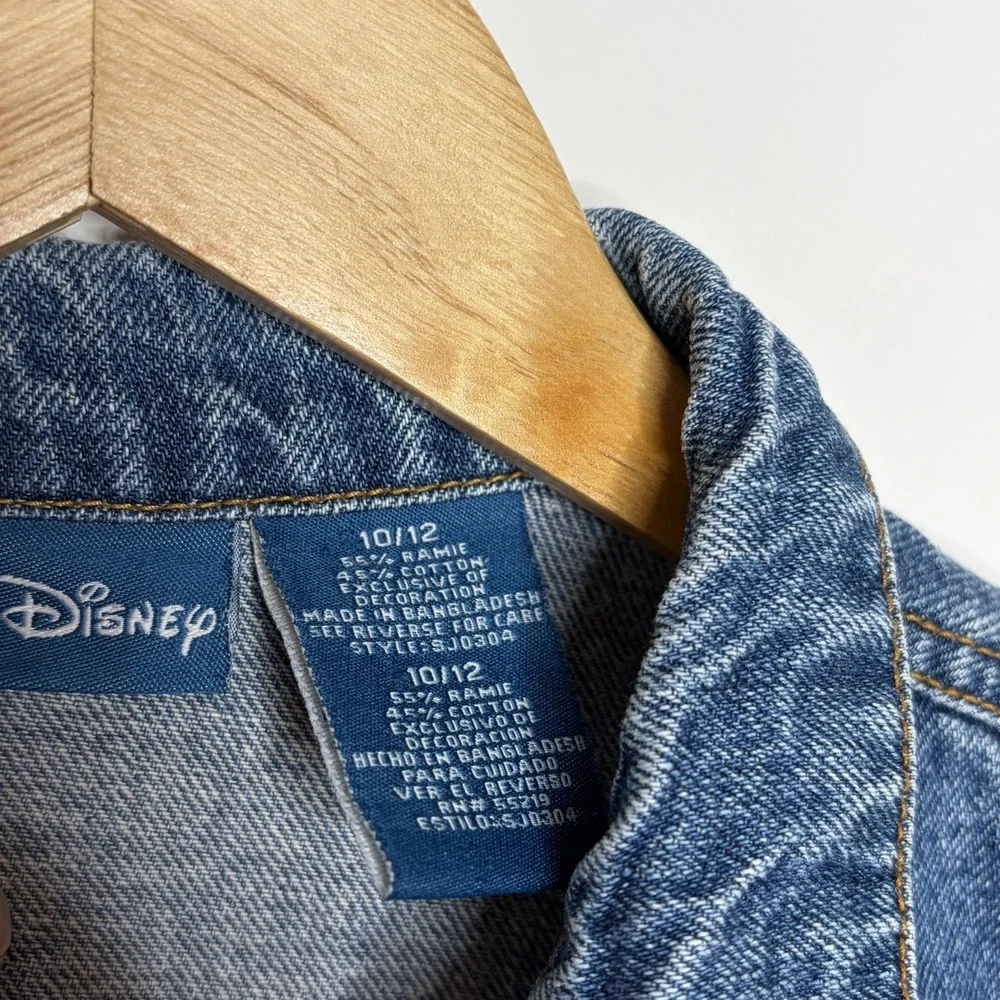 Disney Vintage Embroidered Jean Jacket Kids Girls Size 10/12 Denim Mickey Y2K